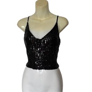 Zara Black Sequin Women's cropped Top size L